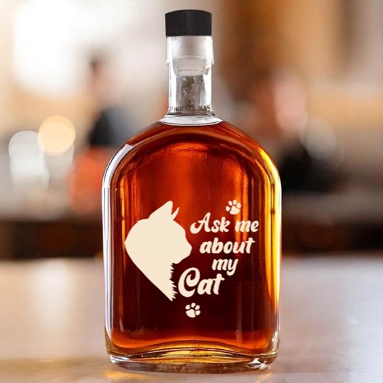Ask Me About My Cat Lover Mom Gift Whiskey Bottles