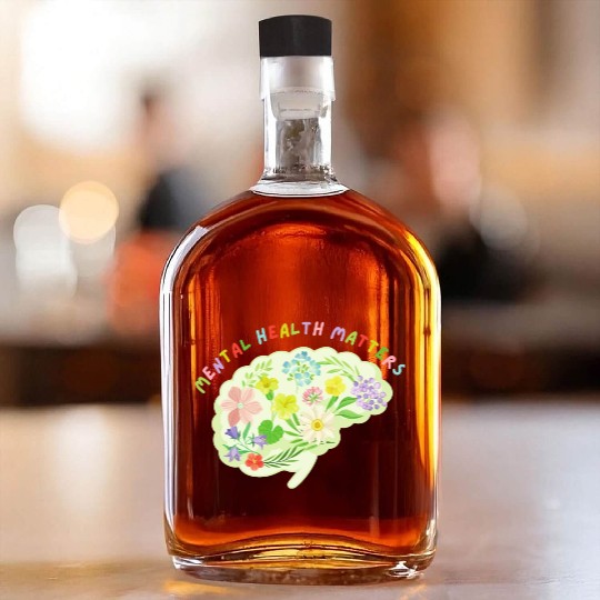 Mental Health Matters Floral Mind Nature Brain Whiskey Bottles