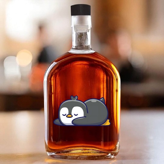 Cute penguin sleeping Whiskey Bottles