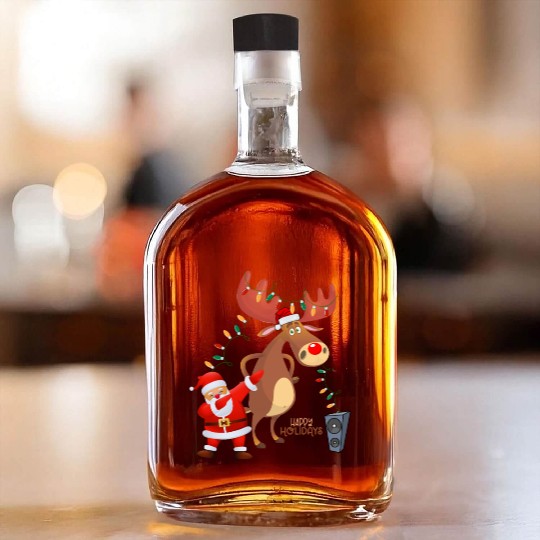 Christmas Lights Dabbing Santa Dancing Rudolph Whiskey Bottles