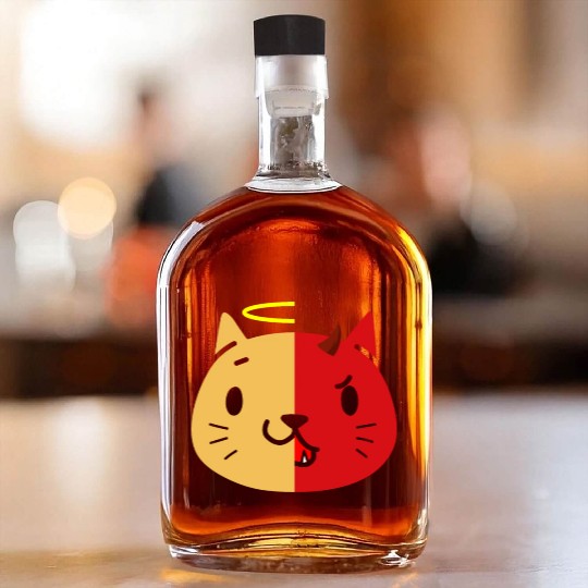 Two Face Cat Angel And Devil Whiskey Bottles