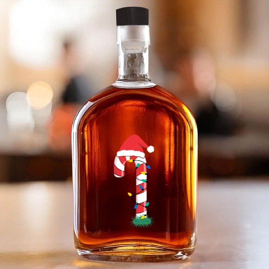 Christmas Candy Cane Santa Xmas Kids Toddler Youth Whiskey Bottles