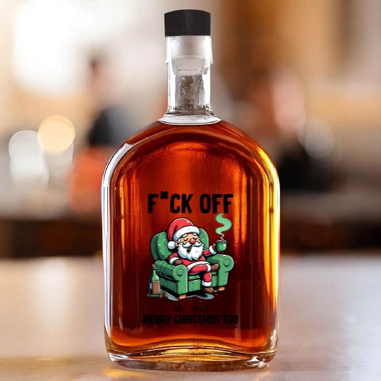 Funny Christmas F*ck Off Merry Christmas Whiskey Bottles