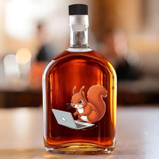 Squirrel on laptop Whiskey Bottles