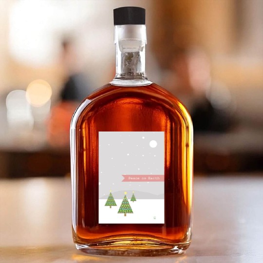 Peace On Earth Christmas Trees Falling Snow Winter Whiskey Bottles