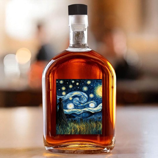 Gardener's Starry Night Whiskey Bottles Van Gogh Inspired