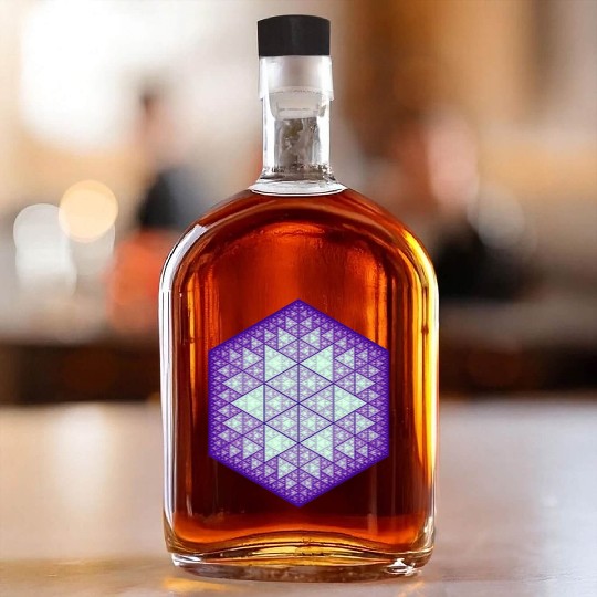 Sierpiński triangle hexagon star purple Whiskey Bottles