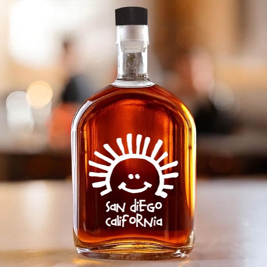 San Diego California Sun Smiley Face Souvenirs Whiskey Bottles