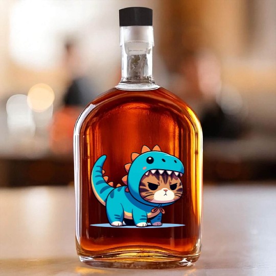 Grumpy Cat in Velociraptor Costume Whiskey Bottles