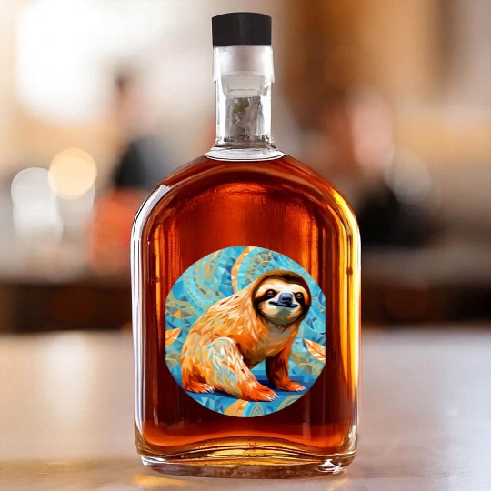 Mosaic Mandala Sloth Whiskey Bottles