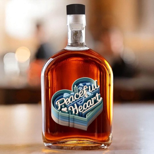 3D Peaceful Heart Typography Design Whiskey Bottles