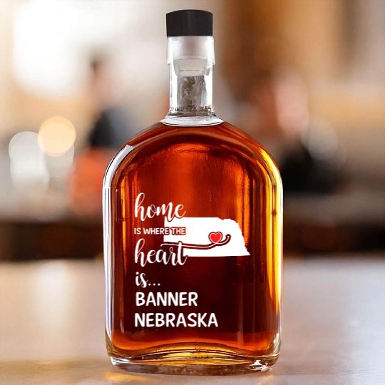 Banner County Nebraska Is Where My Heart Is Gift Whiskey Bottles