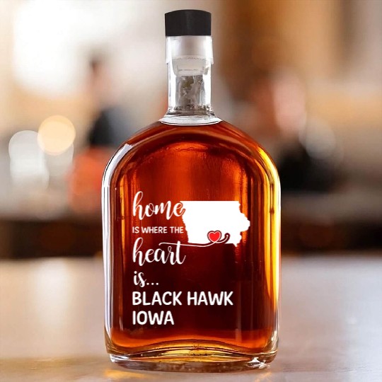 Black Hawk County Iowa Is Where My Heart Is Gift Whiskey Bottles