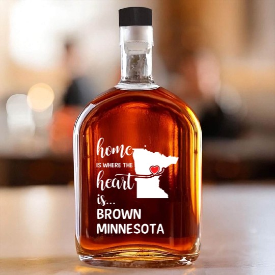 Brown County Minnesota Is Where My Heart Is Gift Whiskey Bottles