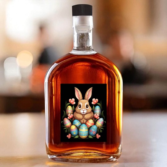 Easter Bunny Rabbit Colorful Eggs Easter Egg Hunt Whiskey Bottles