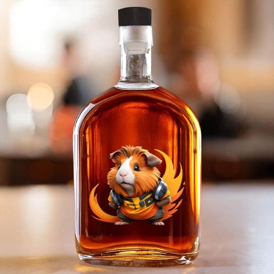 cute and cool DJ guinea pig Whiskey Bottles