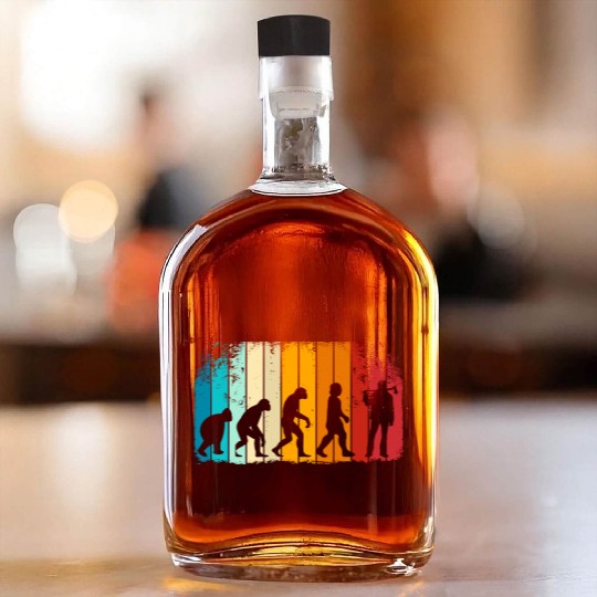 Retro Lumberjack Evolution - From Monkey to Human Whiskey Bottles