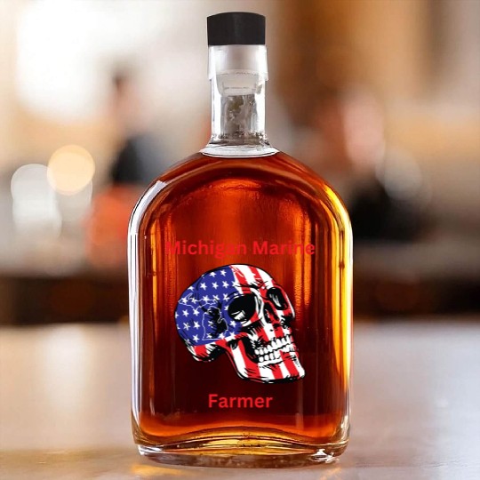 MichiganMarineFarmer with patriotic skull Whiskey Bottles