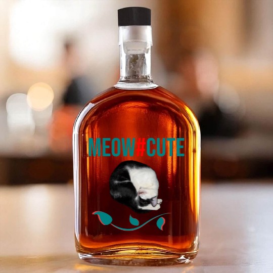 Meow cute baby cat sleep Whiskey Bottles