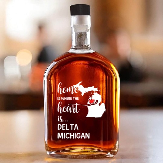 Delta County Michigan Is Where My Heart Is Gift Whiskey Bottles