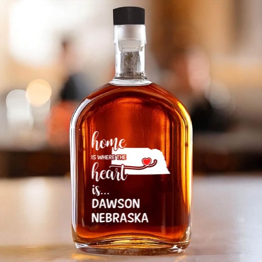 Dawson County Nebraska Is Where My Heart Is Gift Whiskey Bottles