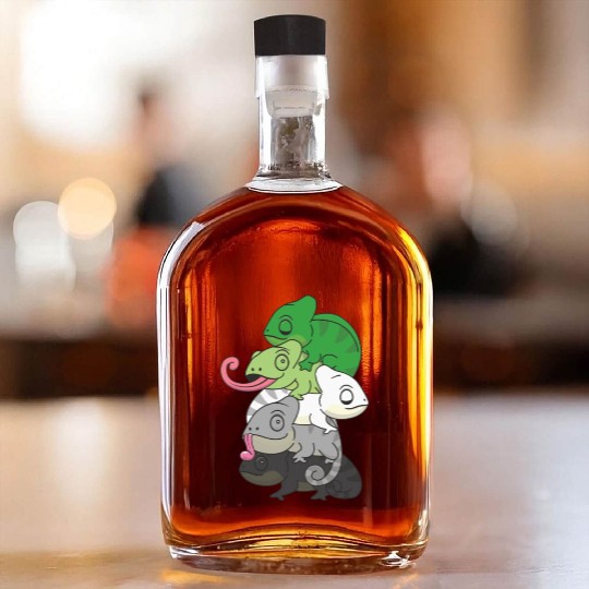 Aromantic Flag Pride Lgbtq Cute Chameleon Pile Whiskey Bottles