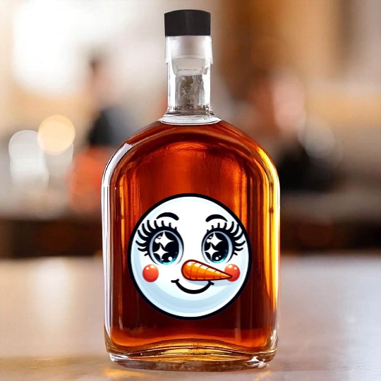 Lady Carrot-Nosed Snowwoman Cute Snowman Christmas Whiskey Bottles