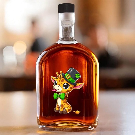 St. Patrick's Day Giraffe: Cute Kawaii Style Whiskey Bottles