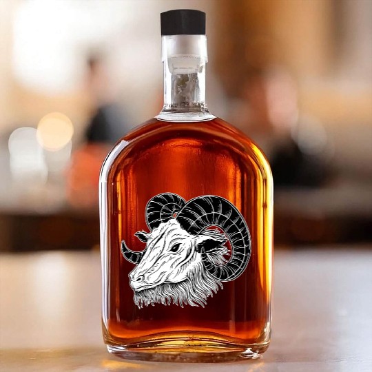 Baphomet Goat Horn Art Whiskey Bottles