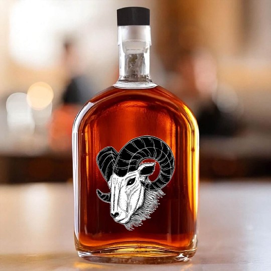 Dark Baphomet Goat Art Whiskey Bottles