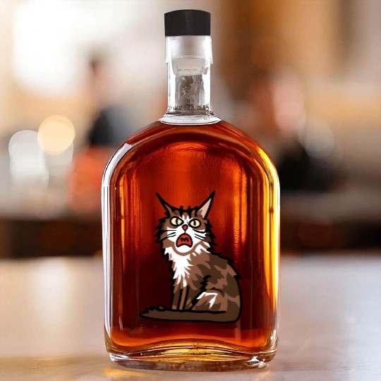 Maine Cat - Grumpy or Surprised Expression Whiskey Bottles