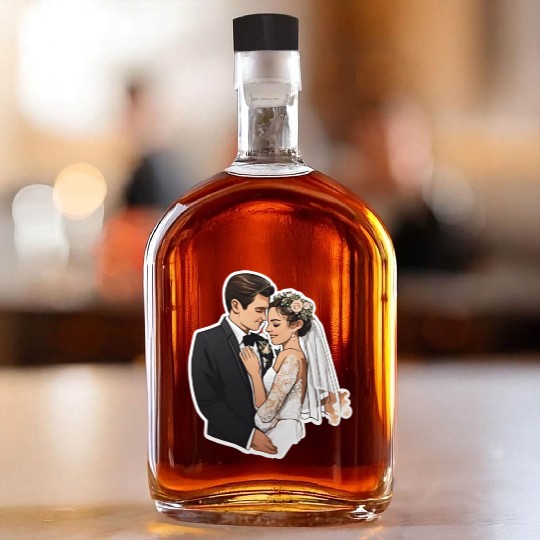Flat Card Wedding Whiskey Bottles
