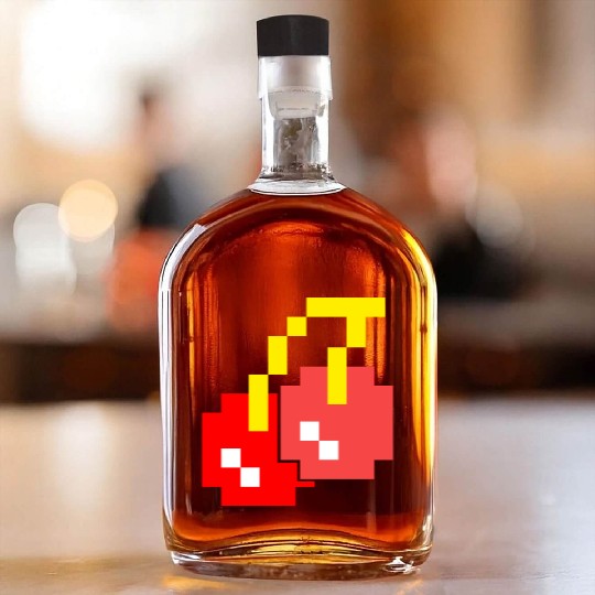 8 Bit Pixel Cherries 80s Video Game Halloween Whiskey Bottles
