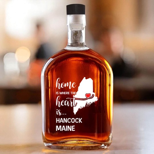 Hancock County Maine Is Where My Heart Is Gift Whiskey Bottles