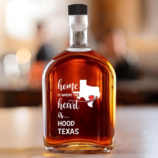 Hood County Texas Is Where My Heart Is Gift Whiskey Bottles