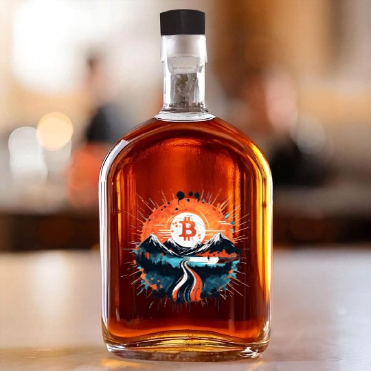 Bitcoin Japonese Ink Sunset Serenity Whiskey Bottles