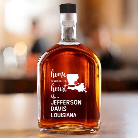 Jefferson Davis County Louisiana Is Where My Heart Whiskey Bottles
