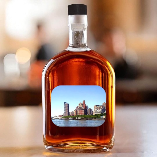 Manhattan NY - Manhattan Skyline on a Clear Day Whiskey Bottles