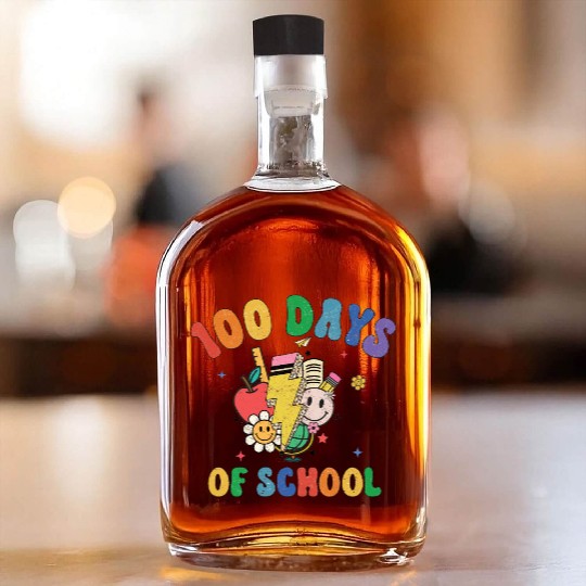 100 Days of School Retro Teacher Student Whiskey Bottles