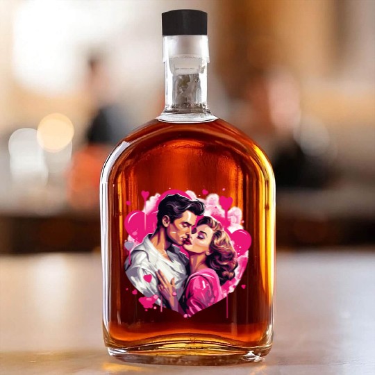 Valentine's Day, Hollywood Lovers Vintage Poster Whiskey Bottles