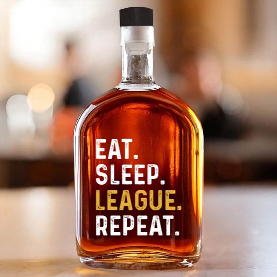 Eat Sleep League Repeat Sports Game Gaming Gift Whiskey Bottles