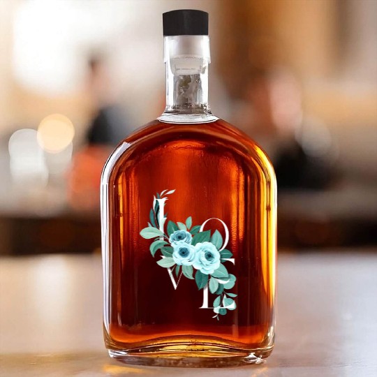 A Teal Rose Love Affair Whiskey Bottles