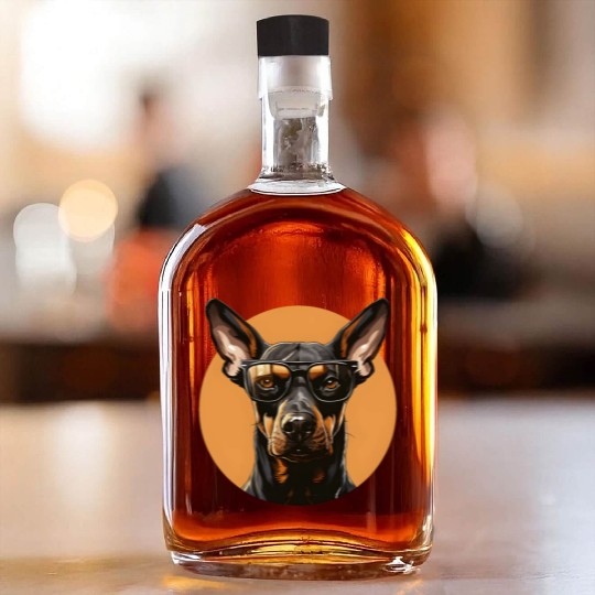 Doberman natural ears Whiskey Bottles