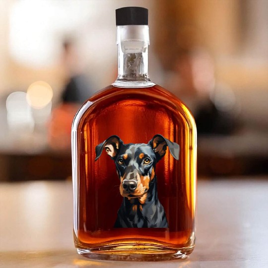 Doberman natural ears Whiskey Bottles