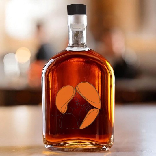 Elegant Lesbian Couple Kissing Line Drawing Whiskey Bottles