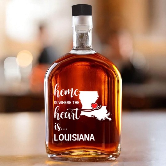 Louisiana Home Is Where Heart Is Cool Gift Whiskey Bottles