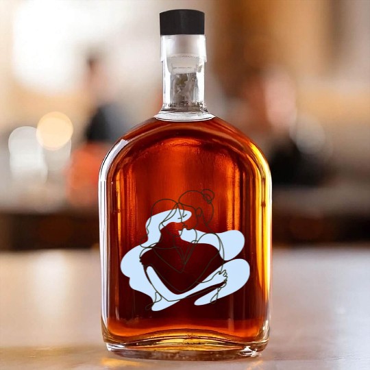 Abstract Line Art Lesbian Couple Whiskey Bottles