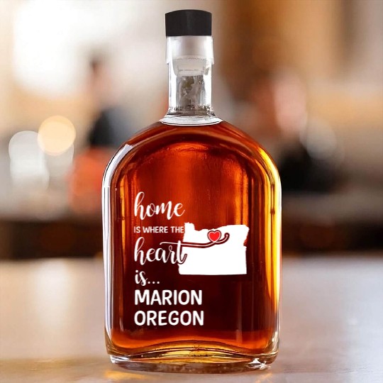 Marion County Oregon Is Where My Heart Is Gift Whiskey Bottles