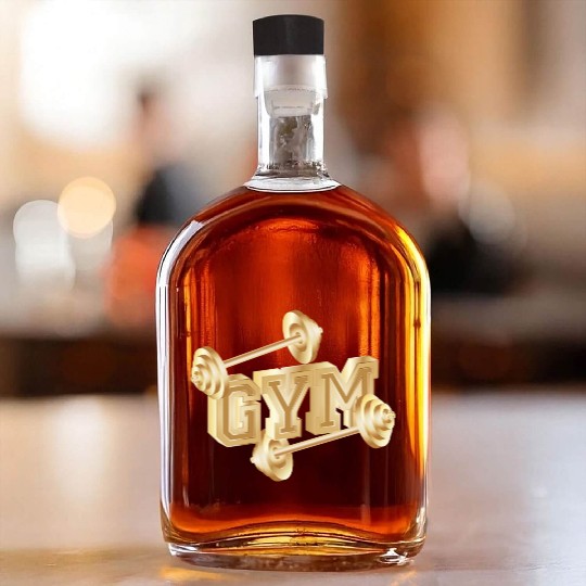 gold dumbbell typography for gym enthusiasts Whiskey Bottles