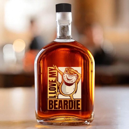 I Love My Beardie Pogona Lizard Pet Owner Bearded Whiskey Bottles